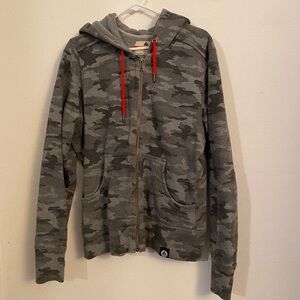 American Giant Gray Camo Hoodie with Red Details